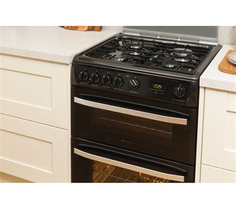 hotpoint dsg60k 60cm gas cooker black & stainless steel